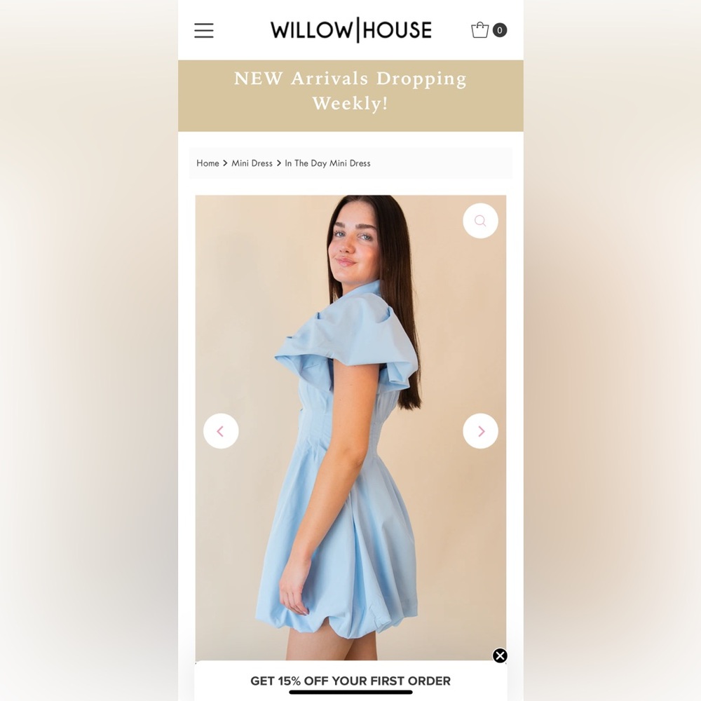 Olivaceous “In the Day” Mauvey Pink Puff Sleeve Mini Bubble Dress - Picture 11 of 14